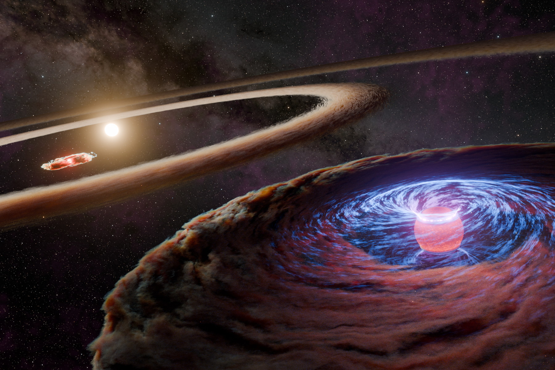 Pohled do kosmické porodnice: Teleskopy zachytily rodící se planetu WISPIT 2b